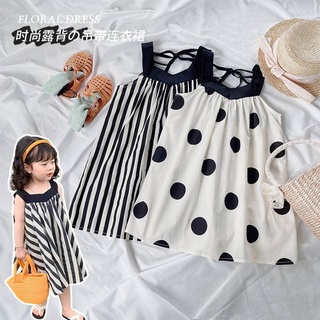 ชุดเด็กผู้หญิง polka dot เด็กใหม่เกาหลีรุ่น lace - up ชุดเด็กลายเสื้อกั๊กกระโปรง