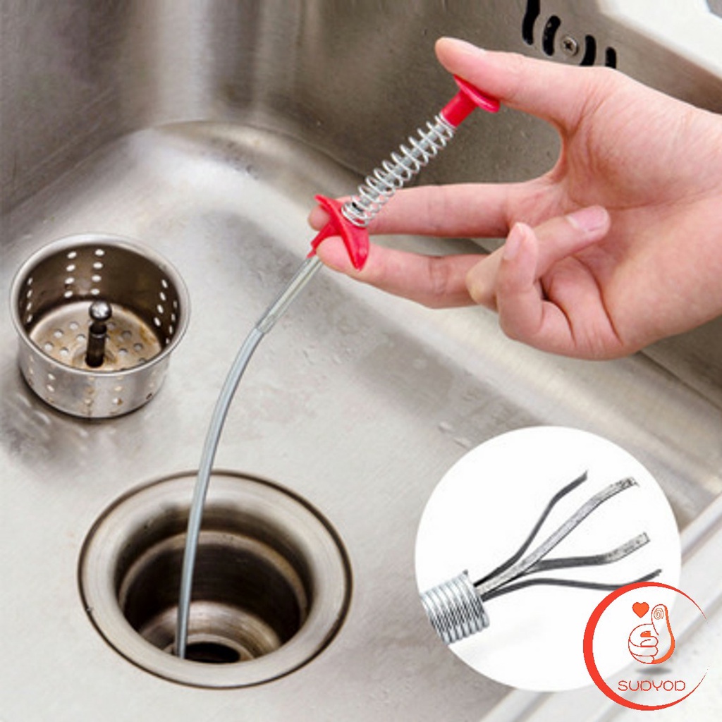 แก้ท่อตัน สปริงทะลวงท่อตัน งูเหล็ก งูเหล็กทะลวงท่อตัน (ยาว60 เซน 60cm) Drain Pipe Jam Cleaner