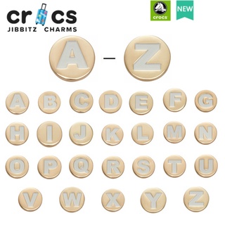 Crocs jibbitz charms Gold letters A-Z crocs อุปกรณ์เสริมรองเท้า DIY ตัวอักษรภาษาอังกฤษ หัวเข็มขัดตกแต่งซีรีส์