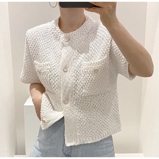 พรี knit Knit Top เสื้อนิตติ้ง กระดุมแกะได้