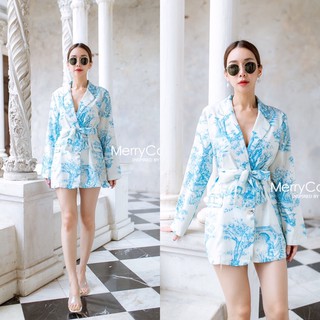 Spring Blue Blazer ลายกราฟฟิค