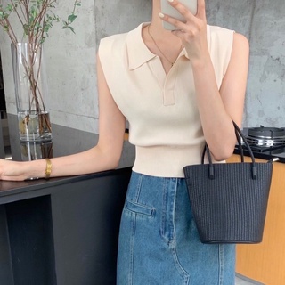 Ey_shop688#พร้อมส่ง💫358/1.BC#เสื้อผ้าไหมพรมคอวีแขนกุด#เสื้อแฟชั่นลายทางเกาหลีผ้ายืดได้ 🥰