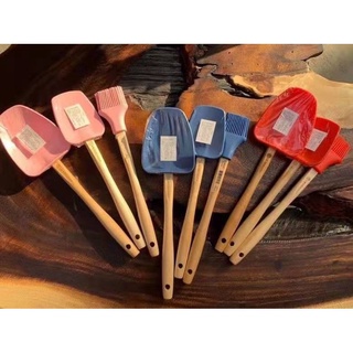 Spatula heat resistant lecreuset French cool color silicone spatula long wooden handle cooking spatula soup spoon spatul