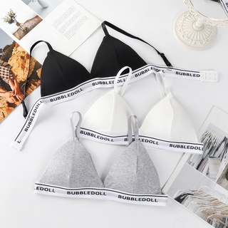 พร้อมส่งจากไทย💥LansrubBra💥(N682) บราสายเดี่ยว ขอบยางลายตัวอักษร มีฟองน้ำปรับสายได้