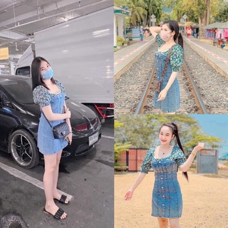 Song So 🍃 เดรสกระเปรงยีนส์ลายดอกไม้พิมพ์ลาย ปังมาก!