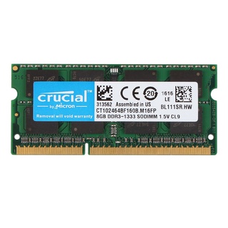 โน๊ตบุ๊ค RAM Crucial DDR3 8GB 1333 1600MHZ DDR3L แล็ปท็อป PC-10600 PC-12800S 1.5V  1.35V 204Pin หน่วยความจำ SODIMM