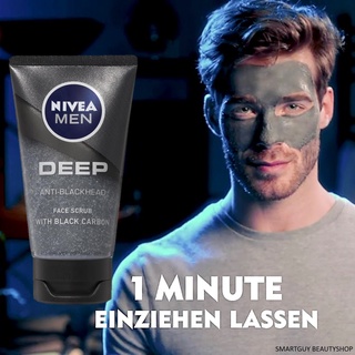 Nivea Men Deep Anti-blackhead Face Wash Scrub With Black Carbon 75ml สครับดีท็อกซ์ผิวหน้าสำหรับผู้ชายสูตรพิเศษ