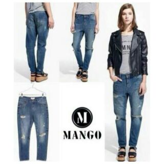 MANGO Destructed Boyfriend Denim Jeans กางเกงยีนส์ทรงบอยเฟรนด์ 󾮞󾮞สินค้ารุ่นใหม่ชนชอป