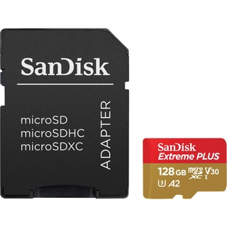 SanDisk Extreme microSDXC, SDXC, 128GB, V30, U3, A2, UHS-1, 160MB/s R, 100MB/s W, (SDSQXA1-128G-GN6AA) สำหรับกล้อง