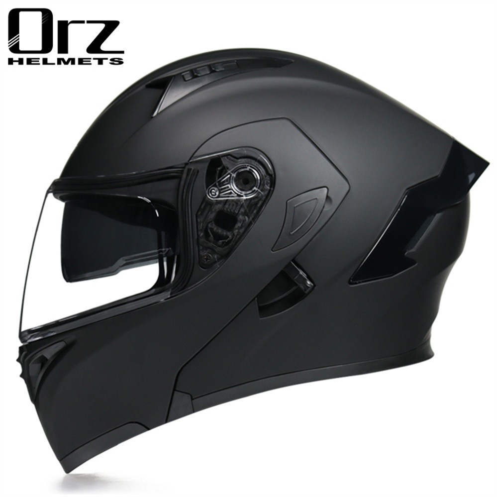 Orz Dot Approved Full Face Dual Visor Motorcycle Helmet Motocross Racing Scooter Modular Flip Up