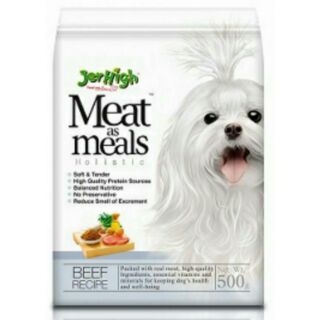 Jerhigh meat as meals holistic 500g
เจอร์ไฮ มีท แอส มีลล์ โฮลิสติก อาหารสุนัขสำหรับทุกสายพันธุ์ รสเนื้อ 500 กรัม