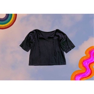 เสื้อโอเวอร์ไซส์สีดำสนิท มือสอง
