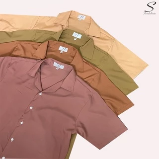 S1: SEOULSHIRTS 🇰🇷 เสื้อเชิ้ตเกาหลี แขนสั้น สีพื้นมินิมอลสี EARTH TONE ไซซ์ M L XL XXL คุณภาพดี