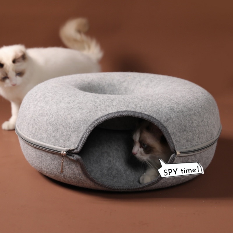 Cat/Hedgehog/Rabbit Fun Play Donut 2-in-1 Felt Tunnel Bed