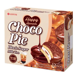 LOTTE CHOCO PIE BLACK SUGAR MILK TEA 336G. ล็อตเต้ ช็อกโก พาย แบล็คชูการ์ ชานม 336กรัม.