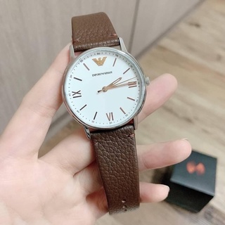 (ผ่อน0%) นาฬิกาชสย AR11173 Emporio Armani Kappa Quartz White Dial Mens Watch หน้าปัด 41 มม. หนังแท้ สีน้ำตาล