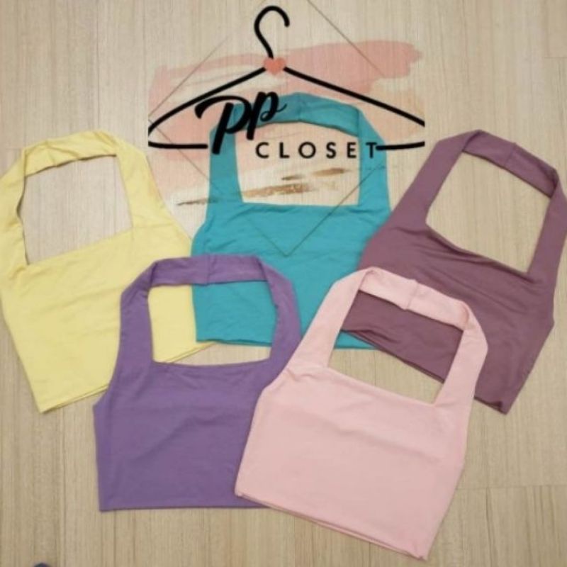 Hot พร้อมส่ง20สี‼เสื้อครอปคล้องคอ ผ้าหนา2ชั้นทั้งตัว รุ่นไม่มีฟองน้ำ (ผ้าเรย่อนผสมสแปนเด็กซ์) ผ้าหนากระชับตัวคะ ราคา ถูกที่สุด ดีลบีเคเค แกลเลอรีภาพที่ 9