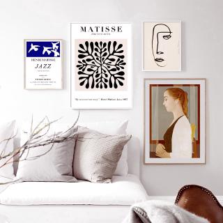 ภาพวาดผ้าใบพิมพ์ลาย matisse picasso leaf สไตล์วินเทจสําหรับตกแต่งบ้าน