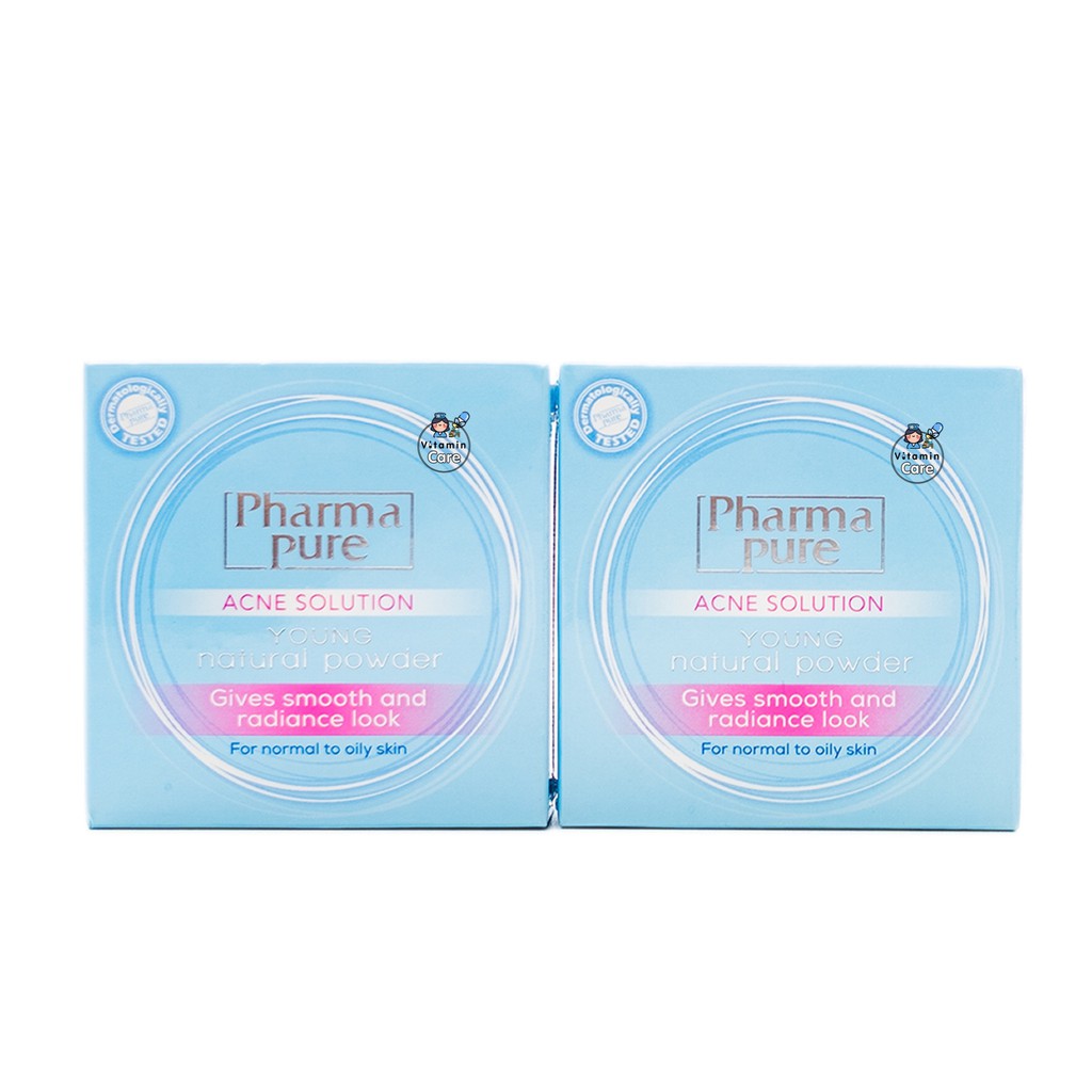 Exp.9/2027 แป้งทาหน้า ควบคุมความมัน ฟาร์มาเพียว Pharmapure Acne Solution Young Natural Powder (11.5g)