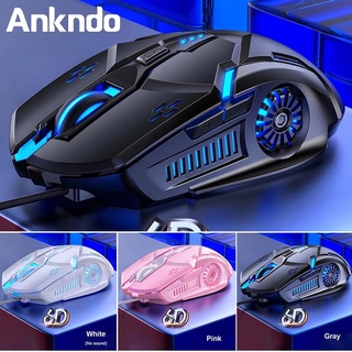 Ankndo เมาส์เกมมิ่ง มีไฟ รุ่น G5 เม้าส์ Optical เมาส์แบบมีสาย Mouse Wired Mouse 6D 4-Speed DPI RGB Gaming Mouse