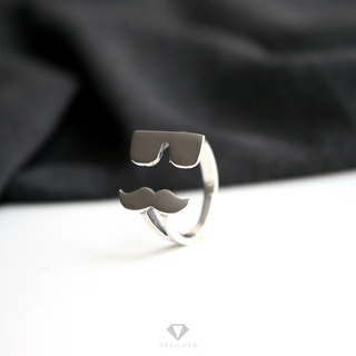 แหวนหนวด ใส่แว่น เป็นรุ่นคอลเล็กชั่น Emo Ring ก้านแหวนไม่เชื่อมติดกัน (R98)