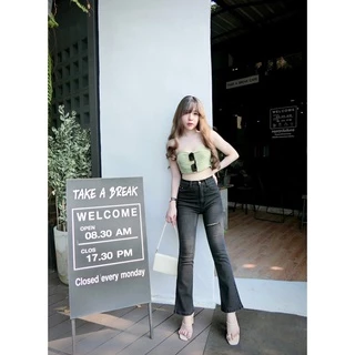 CC jeans 133 178 S-5XL กางเกงยีนส์ผู้หญิง ทรงขาม้าเล็ก แต่งขาดสีเซอร์
