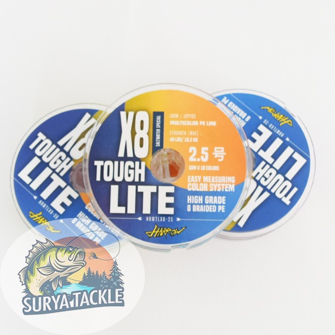 สาย PE 2.5 Harrow Toughlite X8 0.22MM 100M หลากสี 40 Lbs/18.5 Kg
