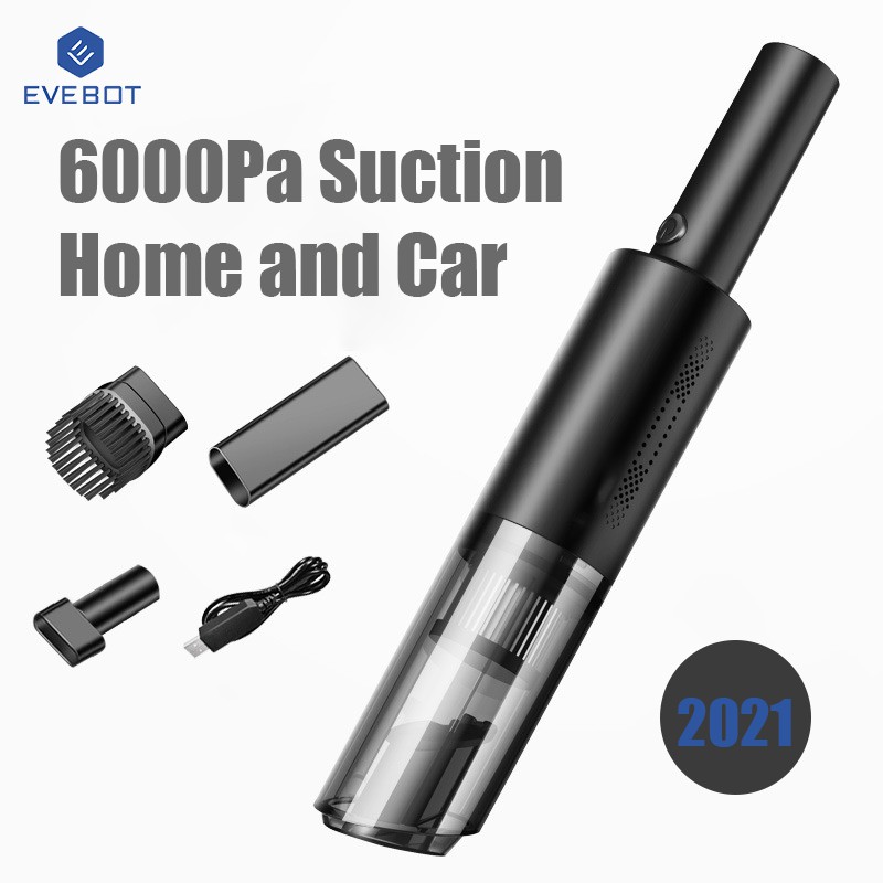 Evebot เครื่องดูดฝุ่นไร้สายแบบ Dual-Use 120W 6000pa สําหรับทําความสะอาดรถยนต์