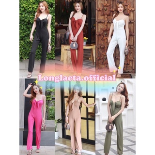 Viola Jumpsuit จั้มสูทขายาว แต่งสายเดี่ยวโบว์หน้า แซ่บมาก ใส่แล้วหุ่นเพรียว รัดรูป