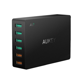 AUKEY PA-Y23 หัวชาร์จ 5 ช่อง 45W PD หัวชาร์จ ชาร์จด่วน TYPE-C 1 ช่อง QC 3.0 1 ช่อง และ ช่องชาร์จเร็ว AiPower 3 ช่อง จ่ายไฟสูงสุด 63W รุ่น PA-Y23