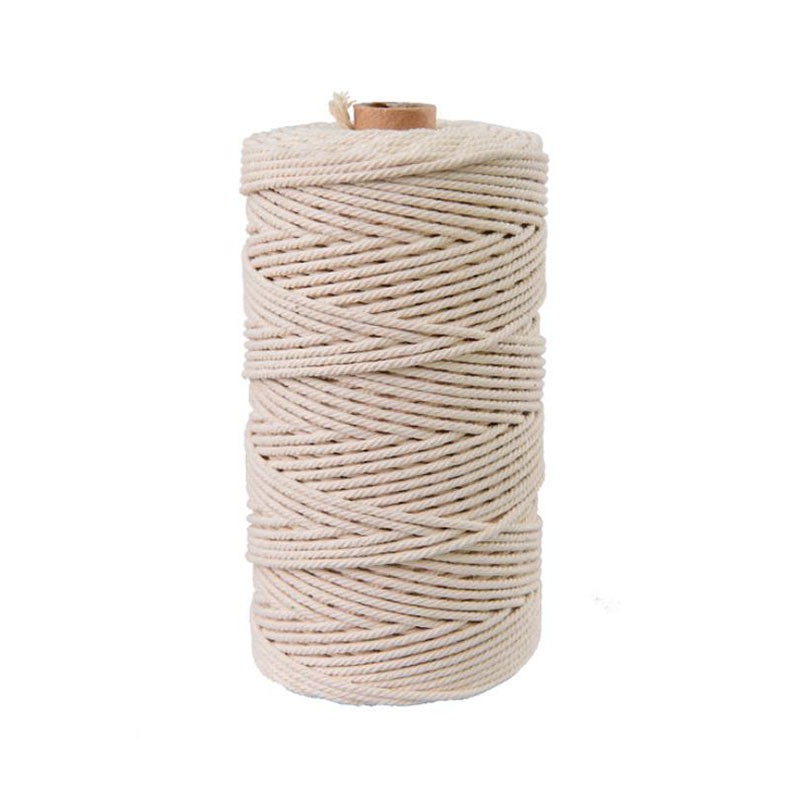 1/2/3/4/5/6/8/10 มม.ทนทานธรรมชาติ Beige เชือกฝ้าย Twisted สายไฟหัตถกรรม Macrame String DIY สิ่งทอที่บ้าน Tying ด้าย - รูปที่ 3