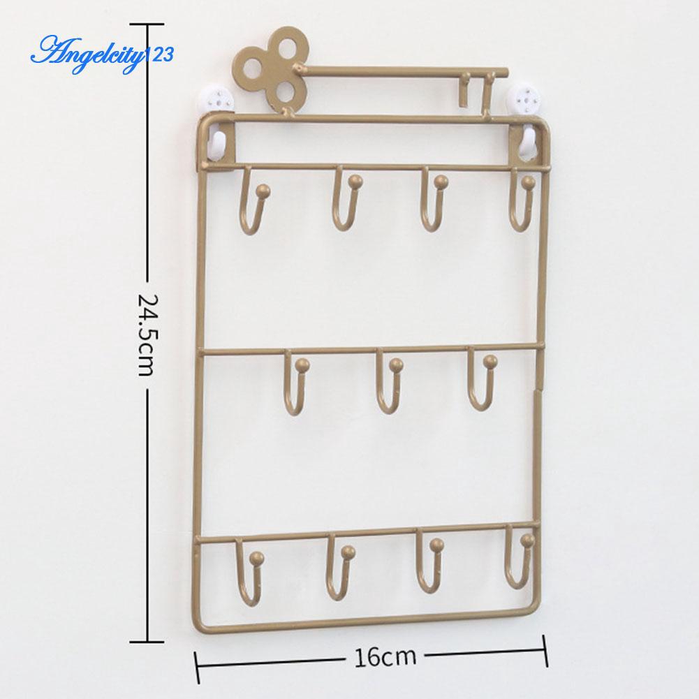 Modern Style Wall Mounted 11 Hangers Hooks Key Holder Coat Hat Storage Rack