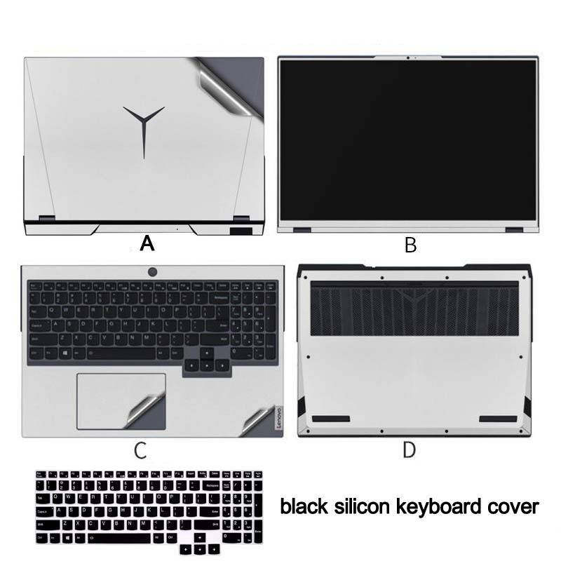 Pre-Cut Laptop Skin Film with Black Silicone Keyboard Cover for Lenovo Legion 5 15.6inch 15IAH7 15ACH6 15ITH6 Sticker Co