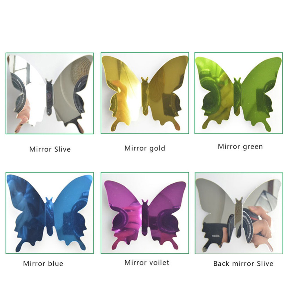 สติกเกอร์กระจก รูปผีเสื้อ 3D ลอกออกได้ สําหรับติดตกแต่งผนังห้องเด็ก งานแต่งงาน 12 ชิ้น ต่อล็อต