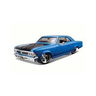 รถโมเดล สีฟ้าสวยมาก 1966 chevrolet chevelle ss 396 Maisto31333 1/24 กระโปรงหน้า+ประตูเปิดได้