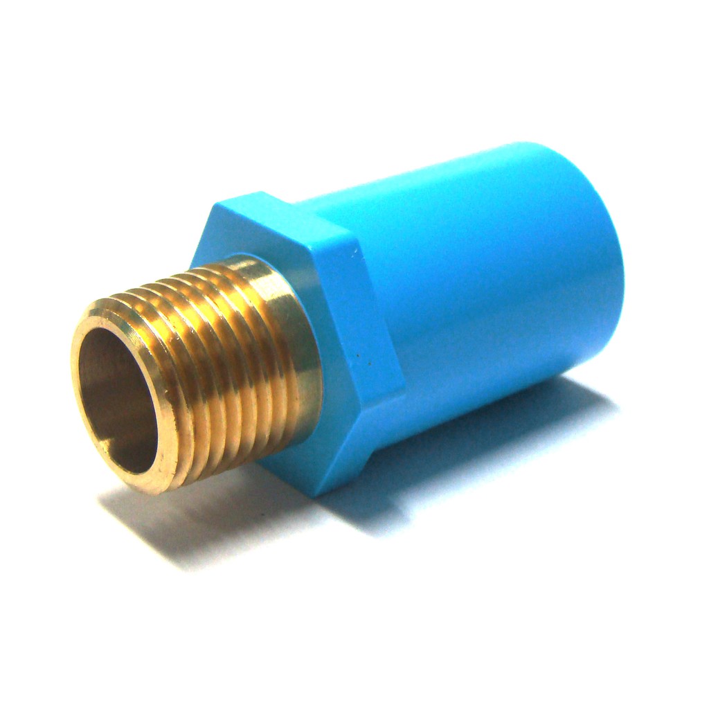 ข้อต่อตรงเกลียวนอกทองเหลือง-หนา ฟ้า PVC SCG  18 (1/2") - 35 (1 1/4")