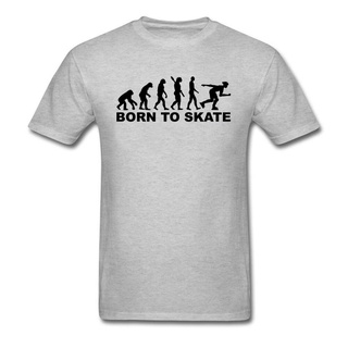 เสื้อยืดโอเวอร์ไซส์เสื้อยืด ผ้าฝ้าย พิมพ์ลายวิวัฒนาการ Inline Skater Born To Skate สีเทา แฟชั่นฤดูร้อน สําหรับผู้ชายS-3X