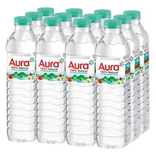 🔥สินค้าขายดี!! ออรา น้ำแร่ธรรมชาติ 100% 500มล. x 12 ขวด Aura 100% Natural Cold Spring Mineral Water 500ml x 12pcs