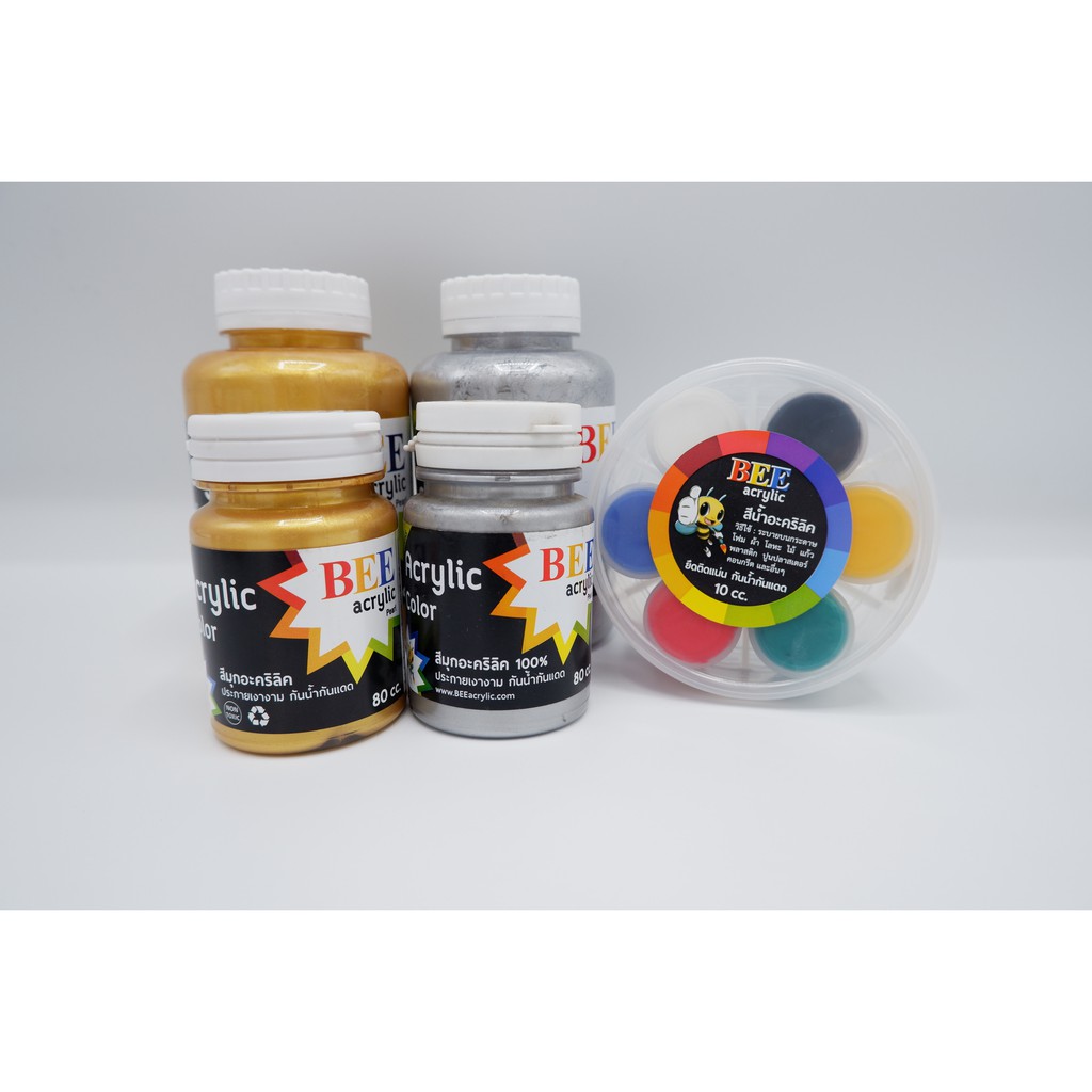 ออกใบเสร็จได้!! สีอะคริลิค BEE ปริมาณ 240 มล. ขวดใหญ่ กันน้ำ ระบายง่าย เรียบเนียน คุณภาพดี ราคาถูก!!