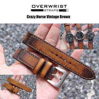 สายนาฬิกา สายหนังวัวแท้ overwrist crazy horse vintage brown 20,22,24mm