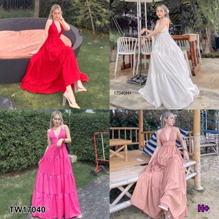 TW 17040 แม็กซี่ เดรสยาว เดรสเที่ยวทะเล ชุดไปทะเล maxi dress (ฟรีไซส์ M อก 32-36 เอว25-30 สพ38-44)