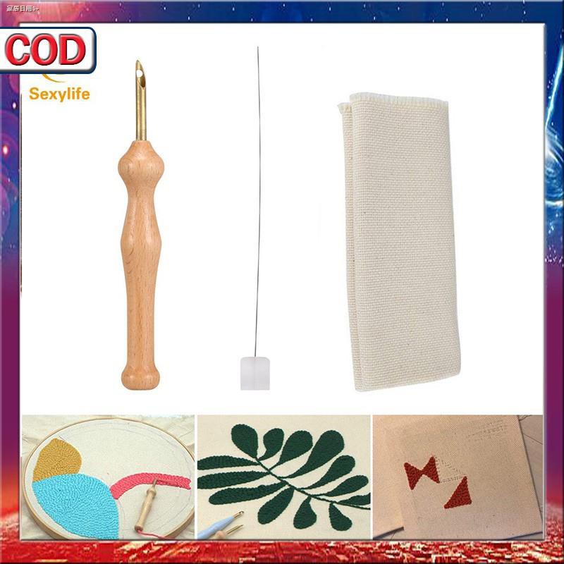 SL❤ Magic Embroidery Pen Punch Needle Felting Threader Cloth Set Wooden Handle Table Cloths Craft To