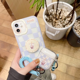 เคสป้องกันโทรศัพท์มือถือ ลายตาราง สีฟ้า สําหรับ Apple Iphone 12pro xsmax 11 14plus 13 678plus Xr