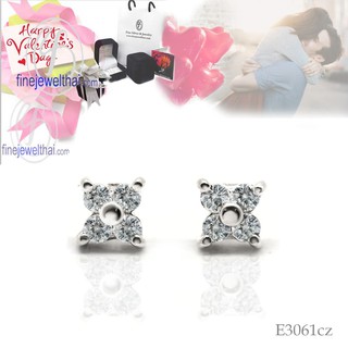Finejewelthai ต่างหู-ต่างหูเพชร-ต่างหูทองคำขาว-Diamond Cz-Silver-Design-Earring - Valentine Gift103