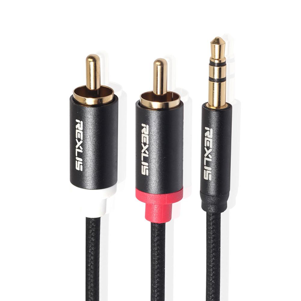 3.5mm Jack Male to 2 RCA Cotton Braided Aux Cable for Home Theater Speaker Jack Male Speaker #1