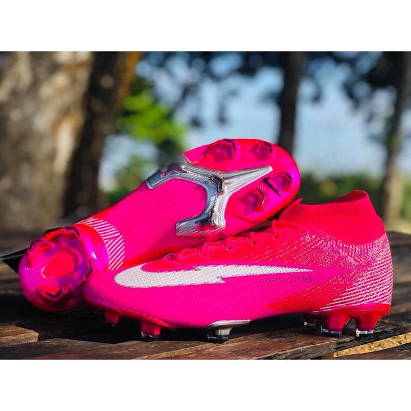 รองเท้าสตั๊ดสีชมพู รองเท้าฟุตบอลสีชมพู Nike Mercurial Superfly 7 Elite Mbappé Rosa FG