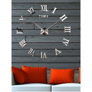 นาฬิกา DIY 120 cm. ตัวเลขโรมัน สีเงิน  สติกเกอร์ติดผนัง  ROMAN NUMBER DIY  STICKER WALL CLOCK