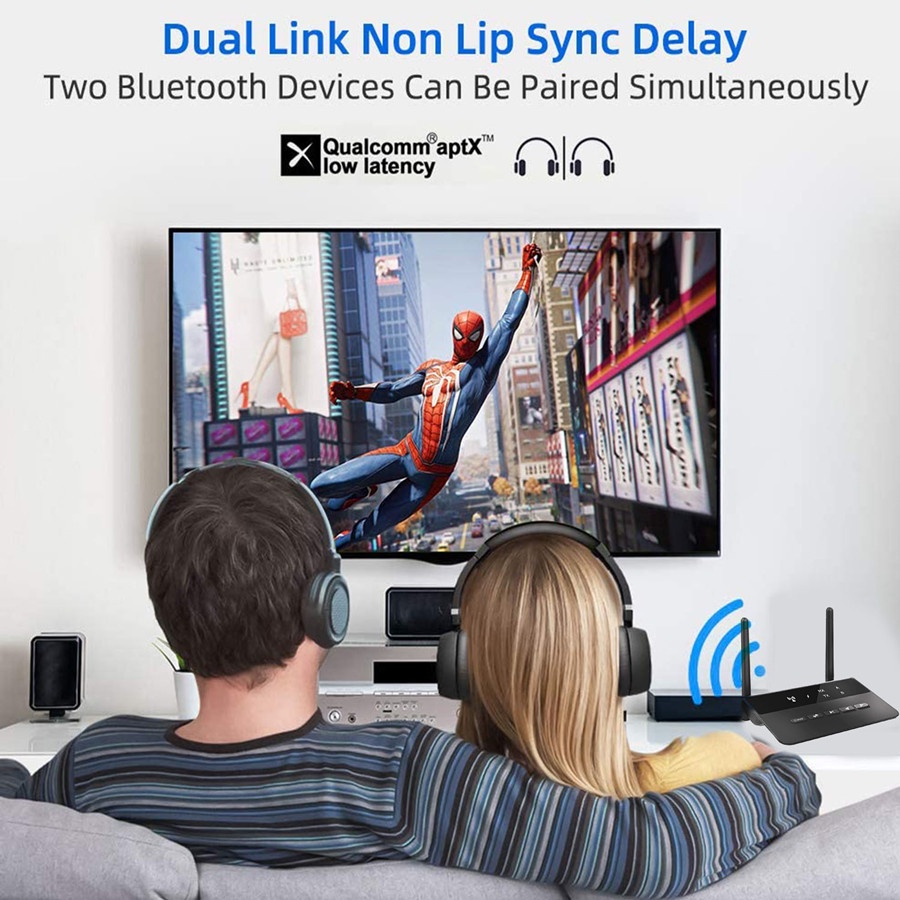 อะแดปเตอร์รับส่งสัญญาณเสียงบลูทูธไร้สาย RCA 5.0 aptX LL HD 3.5 มม. 80 ม. สําหรับทีวี รถยนต์ พีซี หูฟัง ลําโพง