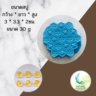 แม่พิมพ์ซิลิโคน รังผึ้ง หกเหลี่ยม ( สีฟ้า ) ขนาด 20-30 กรัม ทนความร้อนได้ดี เหมาะสำหรับทำสบู่ ขนาด 3*3*3*2 ซม.