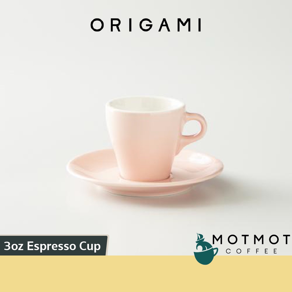 ORIGAMI 3oz Espresso Cup with Saucer | แก้วโอริกามิ สำหรับเอสเพรโซ่ พร้อมจานรองแก้ว | MOTMOT COFFEE